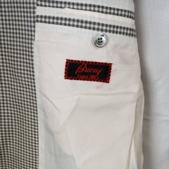 Brioni deLisi Black White Check Sport Coat Italy 44L Italy - Picture 7 of 15